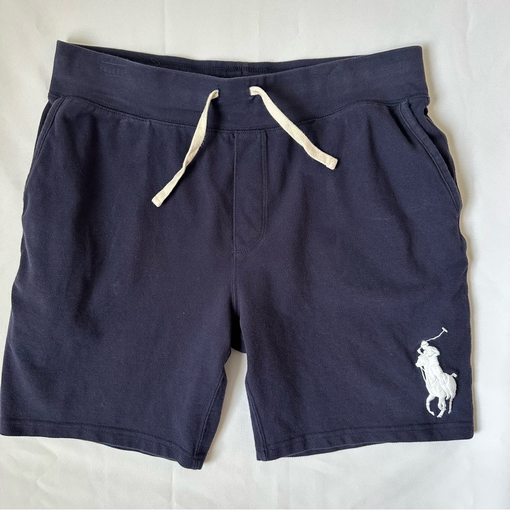 Polo by Ralph Lauren Navy Blue Athletic Shorts With Large Embroidered Logo
